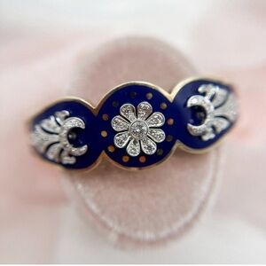 Mid century enamel and diamond bangle